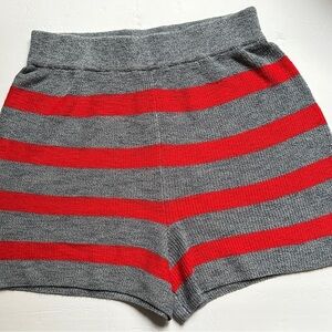 FP Beach Knit Shorts Women’s | Sz Small | Striped | Gray and Red